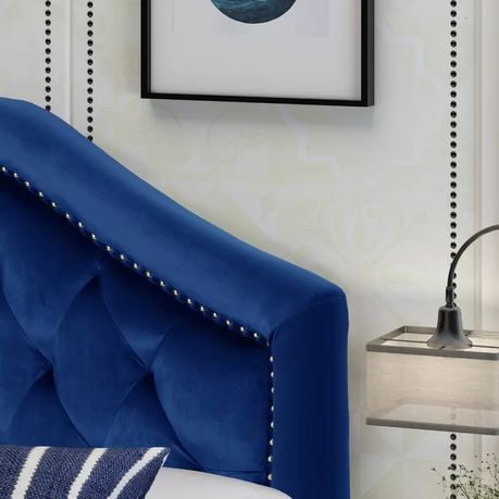 Pasko Upholstered Headboard in Blue Velvet - Quality, Style, and Functionality for Your Home - Just Home Furniture™