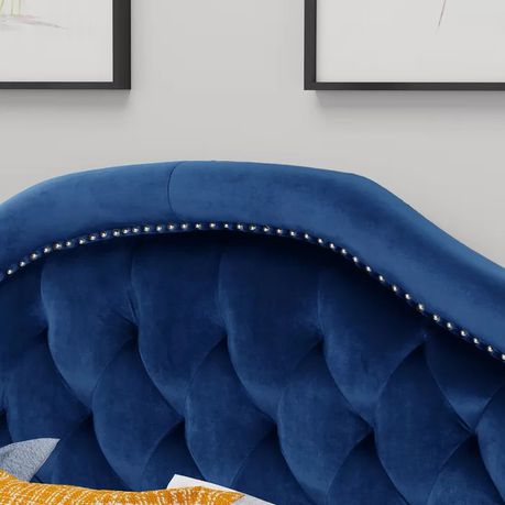 Pasko Upholstered Headboard in Blue Velvet - Quality, Style, and Functionality for Your Home - Just Home Furniture™
