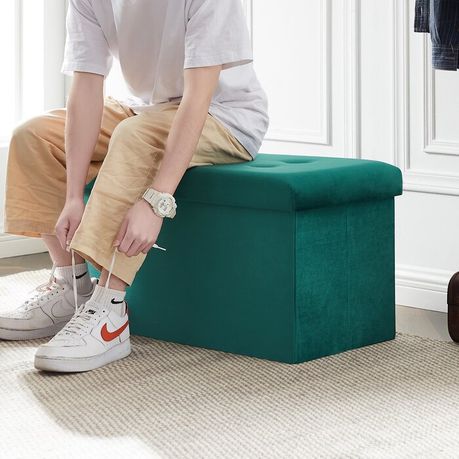 Quinnes Storage Ottoman in Green Velvet - Quality, Style, and Functionality for Your Home - Just Home Furniture™