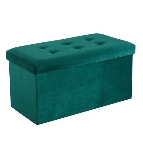 Quinnes Storage Ottoman in Green Velvet - Quality, Style, and Functionality for Your Home - Just Home Furniture™