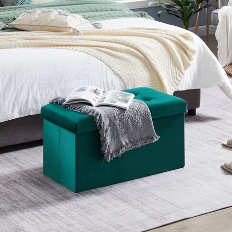 Quinnes Storage Ottoman in Green Velvet - Quality, Style, and Functionality for Your Home - Just Home Furniture™