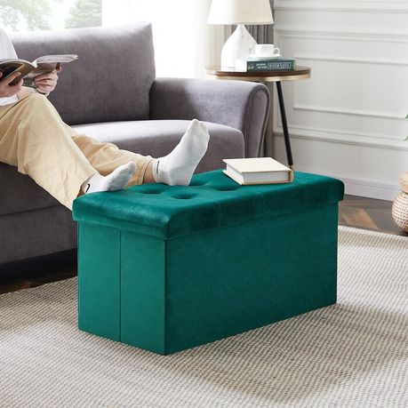 Quinnes Storage Ottoman in Green Velvet - Quality, Style, and Functionality for Your Home - Just Home Furniture™