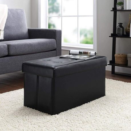 Quinnes Vegan Black Leather Storage Ottoman - Quality, Style, and Functionality for Your Home - Just Home Furniture™