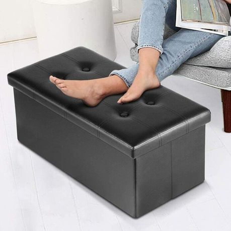 Quinnes Vegan Black Leather Storage Ottoman - Quality, Style, and Functionality for Your Home - Just Home Furniture™