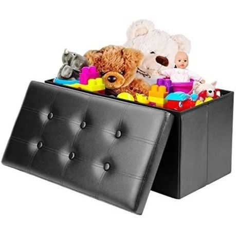 Quinnes Vegan Black Leather Storage Ottoman - Quality, Style, and Functionality for Your Home - Just Home Furniture™