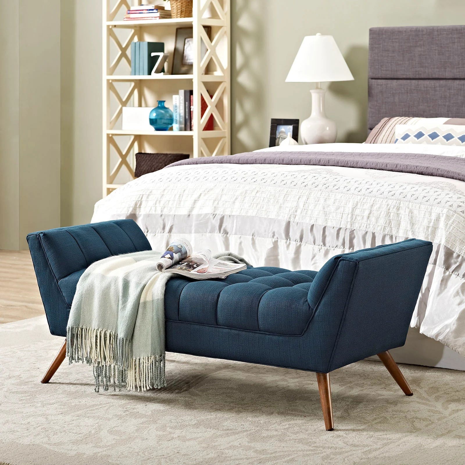 Response Medium Upholstered Fabric Bench in Azure - Quality, Style, and Functionality for Your Home - Just Home Furniture™
