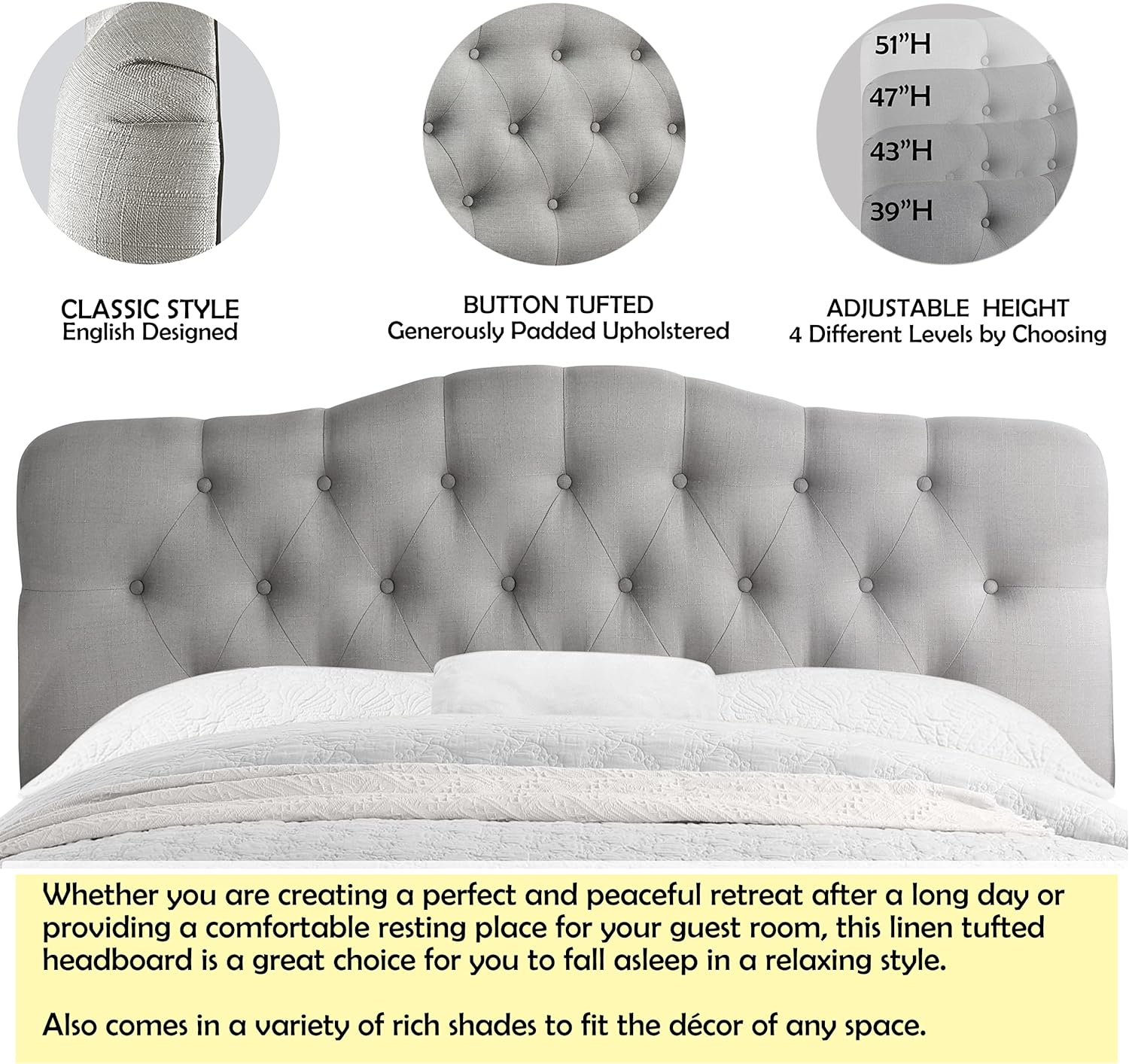 Rosevera Darax Linen Upholstered Headboard - Quality, Style, and Functionality for Your Home - Just Home Furniture™