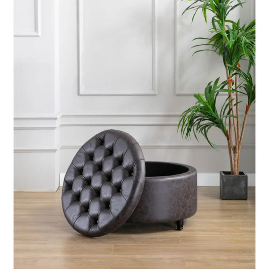 Sanni Vegan Leather Storage Ottoman - Quality, Style, and Functionality for Your Home - Just Home Furniture™