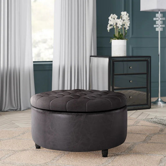 Sanni Vegan Leather Storage Ottoman - Quality, Style, and Functionality for Your Home - Just Home Furniture™