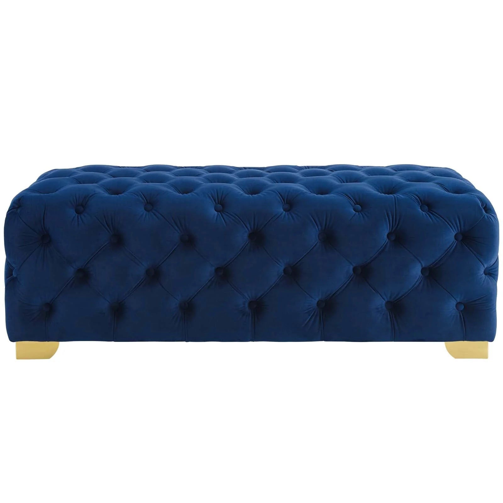 Sensible Button Tufted Performance Velvet Bench in Navy - Quality, Style, and Functionality for Your Home - Just Home Furniture™