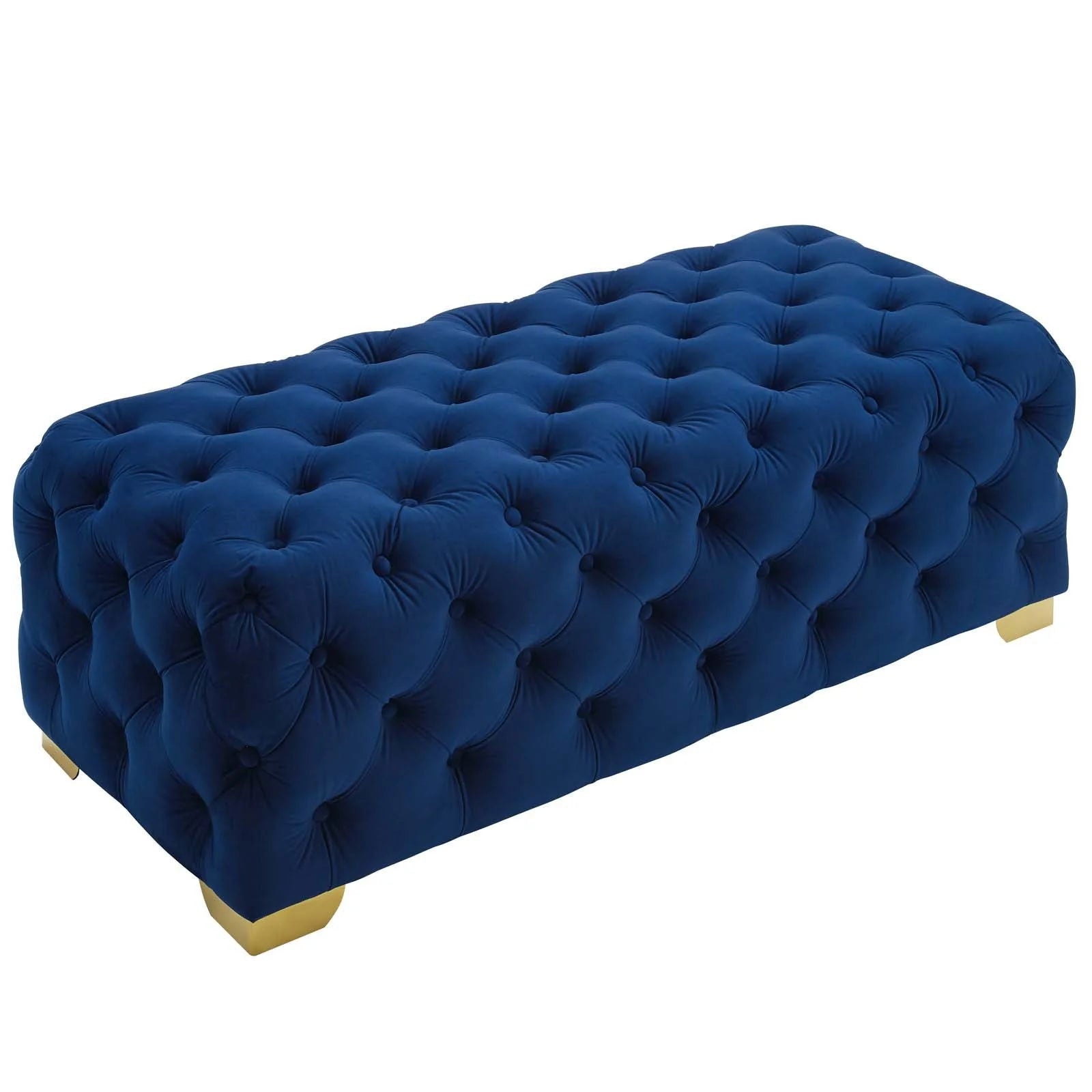 Sensible Button Tufted Performance Velvet Bench in Navy - Quality, Style, and Functionality for Your Home - Just Home Furniture™