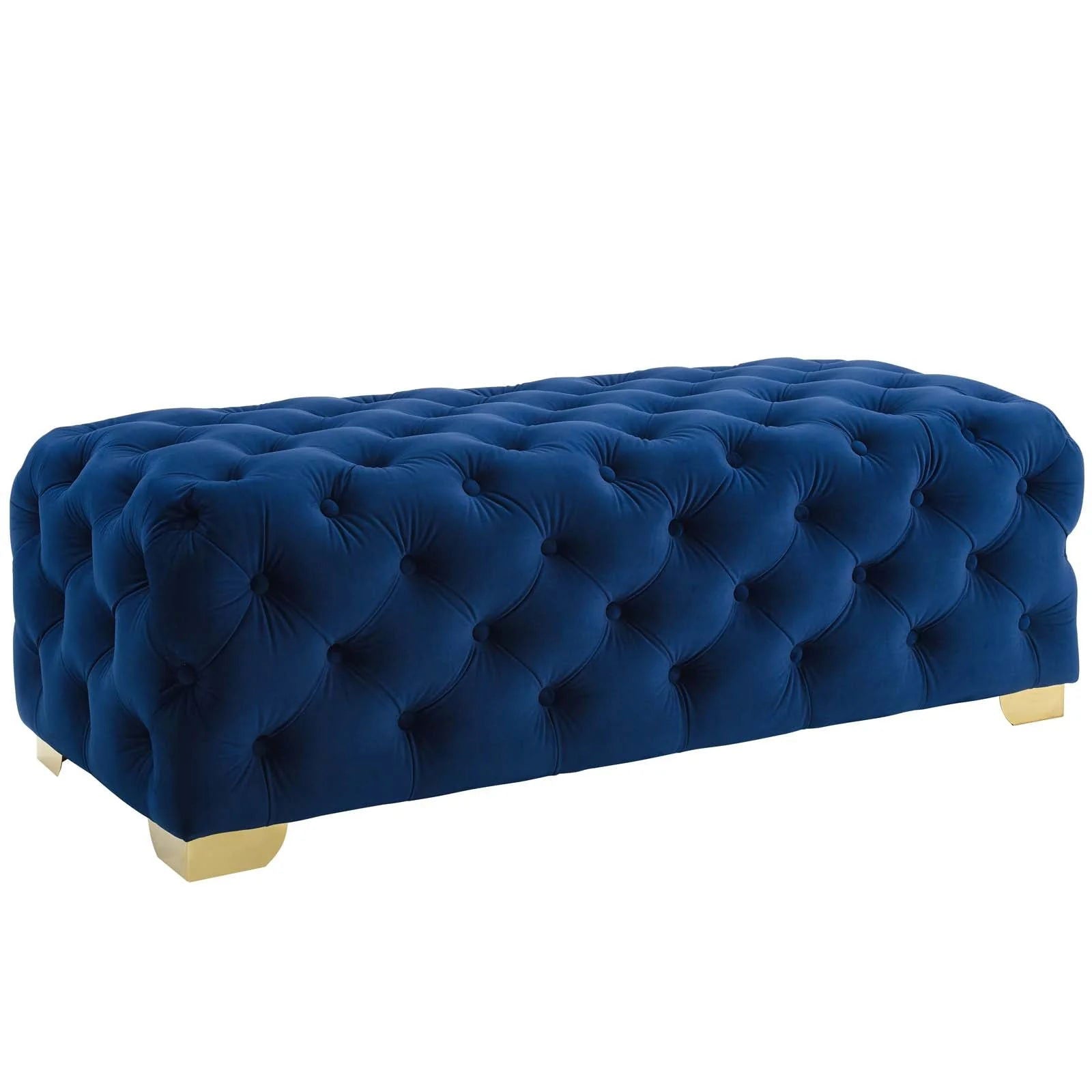 Sensible Button Tufted Performance Velvet Bench in Navy - Quality, Style, and Functionality for Your Home - Just Home Furniture™