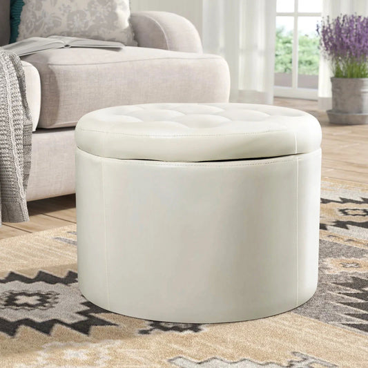 Stansell 22" Wide Tufted Round Storage Ottoman - Quality, Style, and Functionality for Your Home - Just Home Furniture™