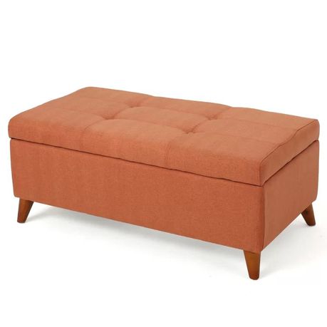 Tallu Upholstered Storage Ottoman in Orange Velvet - Quality, Style, and Functionality for Your Home - Just Home Furniture™