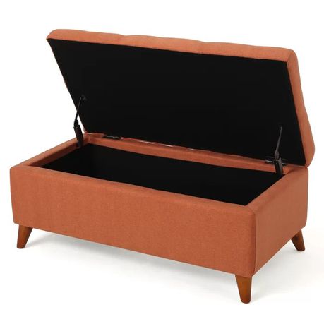 Tallu Upholstered Storage Ottoman in Orange Velvet - Quality, Style, and Functionality for Your Home - Just Home Furniture™