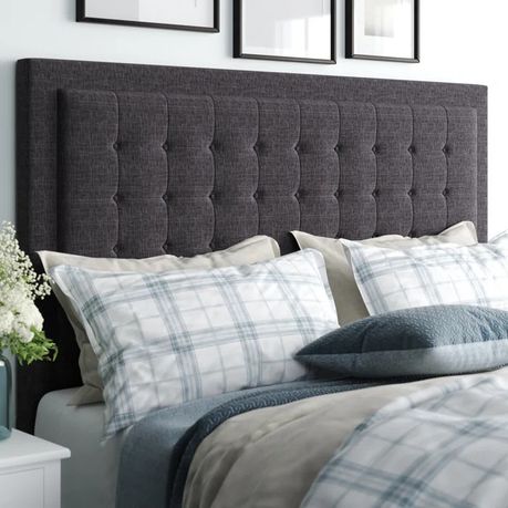 Trevoux Upholstered Headboard in Light Dark Grey Beige - Quality, Style, and Functionality for Your Home - Just Home Furniture™