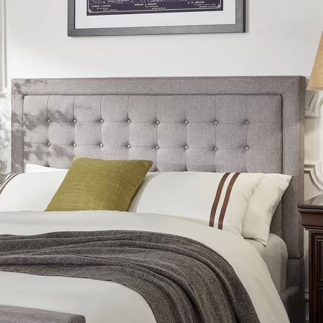 Trevoux Upholstered Headboard in Light Grey Beige - Quality, Style, and Functionality for Your Home - Just Home Furniture™