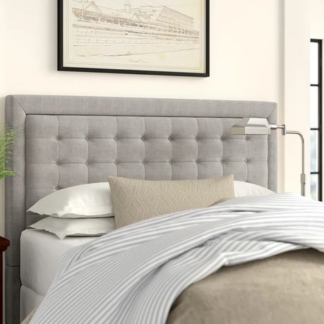 Trevoux Upholstered Headboard in Light Grey Beige - Quality, Style, and Functionality for Your Home - Just Home Furniture™