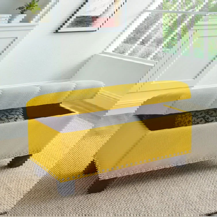 Upholstered Storage Ottoman in Yellow - Quality, Style, and Functionality for Your Home - Just Home Furniture™