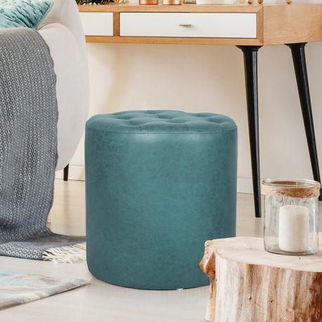 Vegan Leather Round Ottoman - Quality, Style, and Functionality for Your Home - Just Home Furniture™