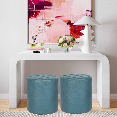 Vegan Leather Round Ottoman - Quality, Style, and Functionality for Your Home - Just Home Furniture™