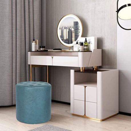 Vegan Leather Round Ottoman - Quality, Style, and Functionality for Your Home - Just Home Furniture™