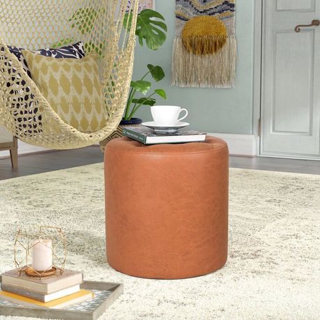 Vegan Leather Round Ottoman - Quality, Style, and Functionality for Your Home - Just Home Furniture™