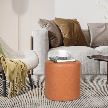 Vegan Leather Round Ottoman - Quality, Style, and Functionality for Your Home - Just Home Furniture™