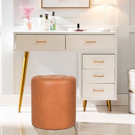 Vegan Leather Round Ottoman - Quality, Style, and Functionality for Your Home - Just Home Furniture™