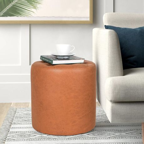 Vegan Leather Round Ottoman - Quality, Style, and Functionality for Your Home - Just Home Furniture™