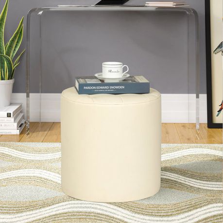 Vegan Leather Round Ottoman - Quality, Style, and Functionality for Your Home - Just Home Furniture™