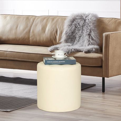 Vegan Leather Round Ottoman - Quality, Style, and Functionality for Your Home - Just Home Furniture™