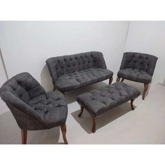 Yiğit Home Anthracite Sofa Set Tea Set 2+1+1 Sofa Set with Armchair and Bench - Quality, Style, and Functionality for Your Home - Just Home Furniture™