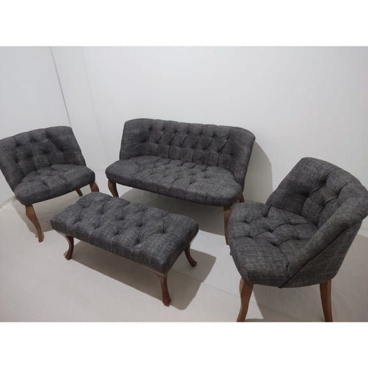 Yiğit Home Anthracite Sofa Set Tea Set 2+1+1 Sofa Set with Armchair and Bench - Quality, Style, and Functionality for Your Home - Just Home Furniture™