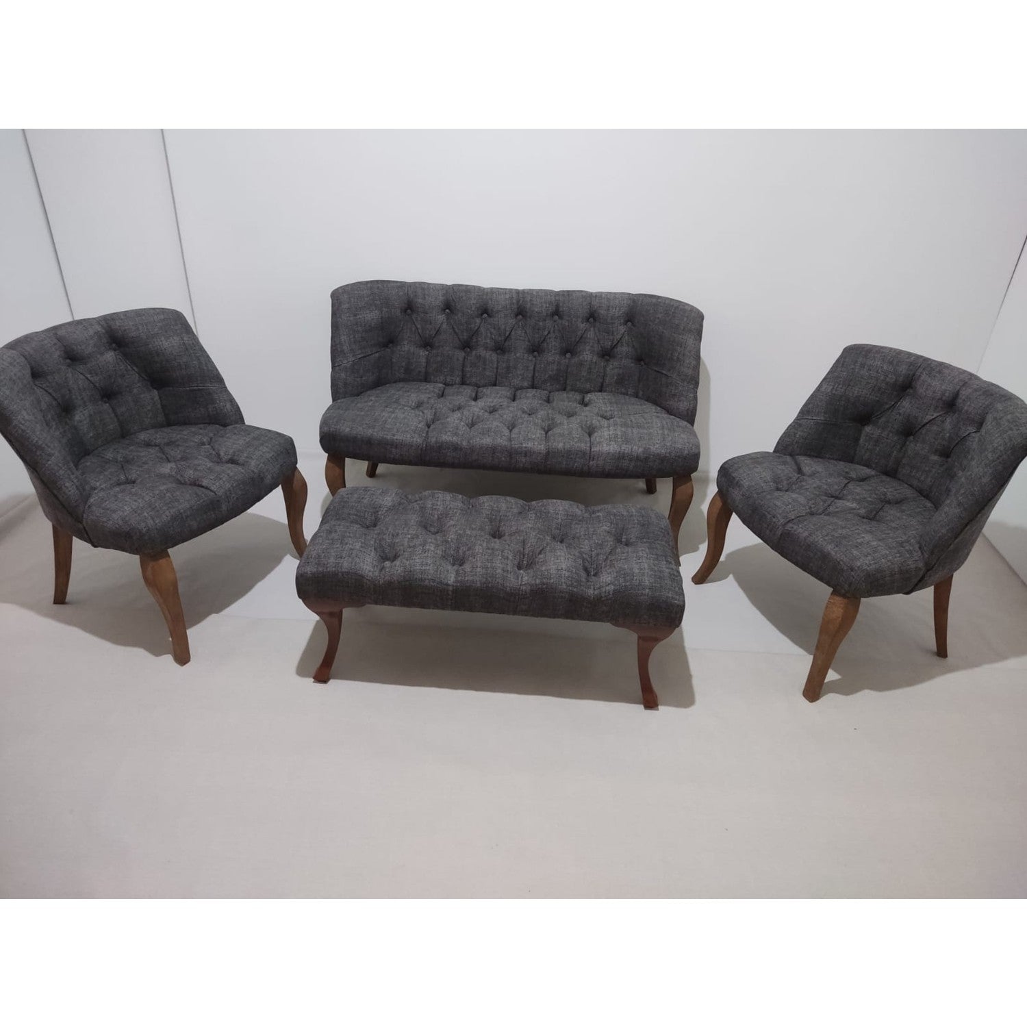 Yiğit Home Anthracite Sofa Set Tea Set 2+1+1 Sofa Set with Armchair and Bench - Quality, Style, and Functionality for Your Home - Just Home Furniture™