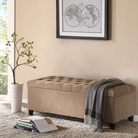 Zakhar Button Tufted Rectangle Storage Ottoman in Cream Beige - Quality, Style, and Functionality for Your Home - Just Home Furniture™