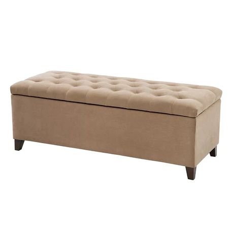 Zakhar Button Tufted Rectangle Storage Ottoman in Cream Beige - Quality, Style, and Functionality for Your Home - Just Home Furniture™